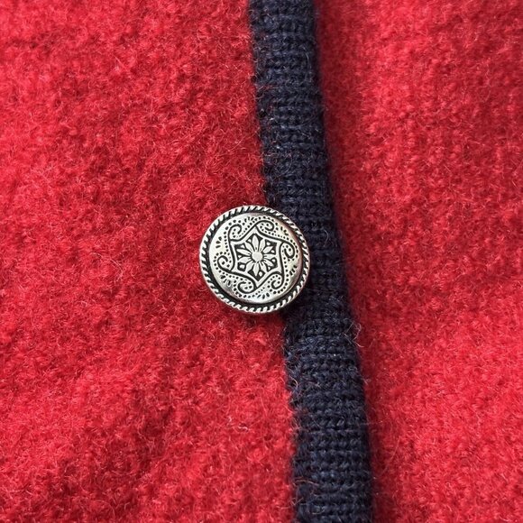 Item Co Red Boiled 100% Wool Metal Button Cardigan Sweater Womens S Embroidered - Picture 5 of 16